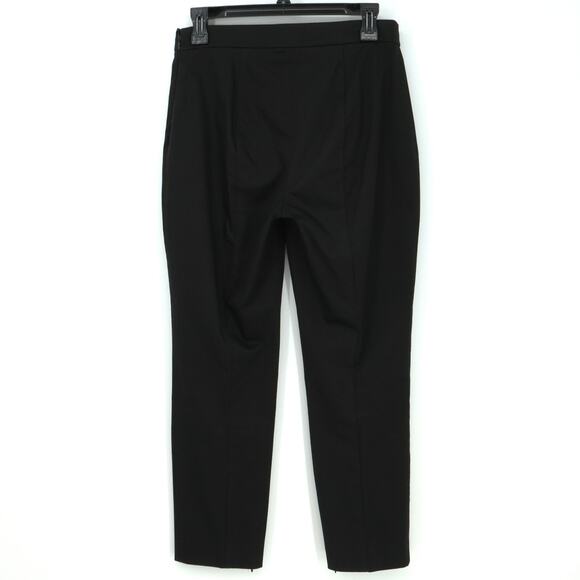 Theory Pants Womens 4 Black Sateen Stretch Cotton Zip Hem Straight Leg Ankle - Picture 2 of 13